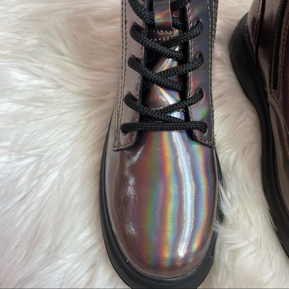 Zara | Shoes | Zara Combat Iridescent Boots Size 5 | Poshmark